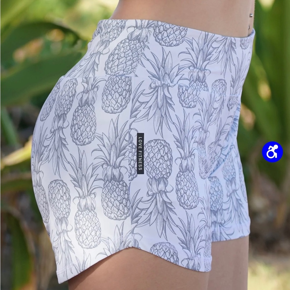 Love Fitness white pineapple shorts